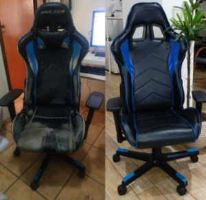 reforma cadeira gamer antes e depois