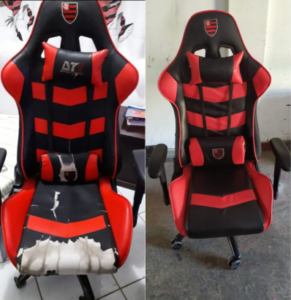 reforma cadeira gamer antes e depois